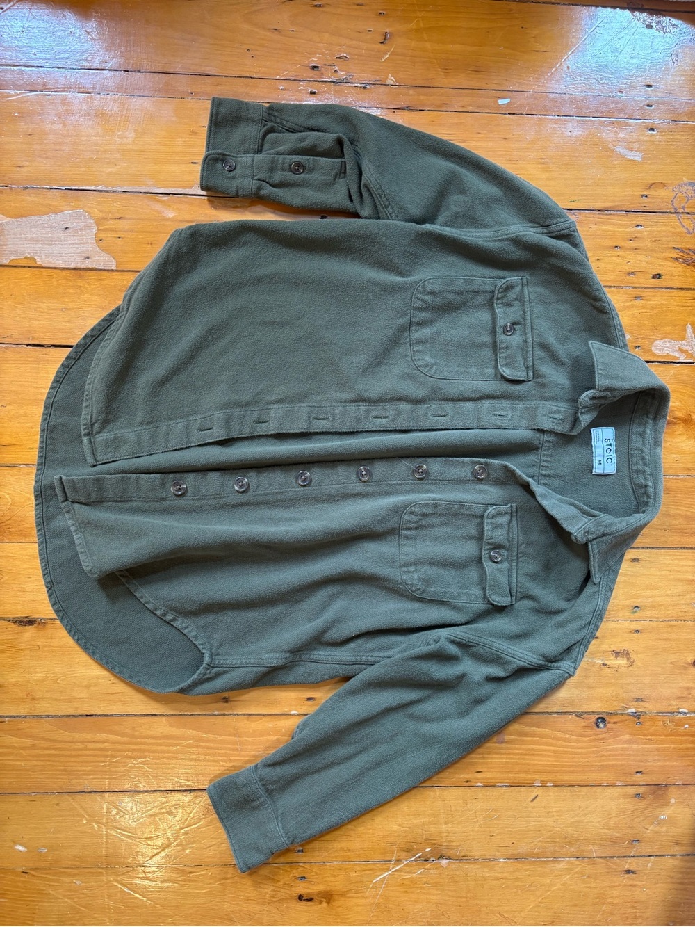 Olive Green Utility Button-Down Jacket
